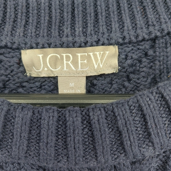 J.Crew Cable-knit puff-sleeve crewneck sweater Size Medium Cotton - Picture 5 of 9